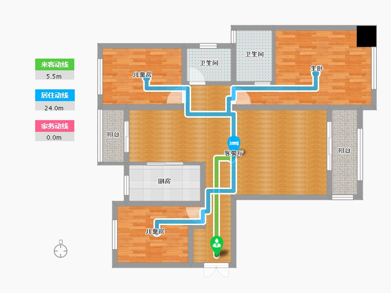 宁夏回族自治区-石嘴山市-小区房-105.66-户型库-动静线