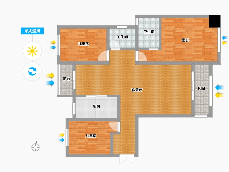 宁夏回族自治区-石嘴山市-小区房-105.66-户型库-采光通风