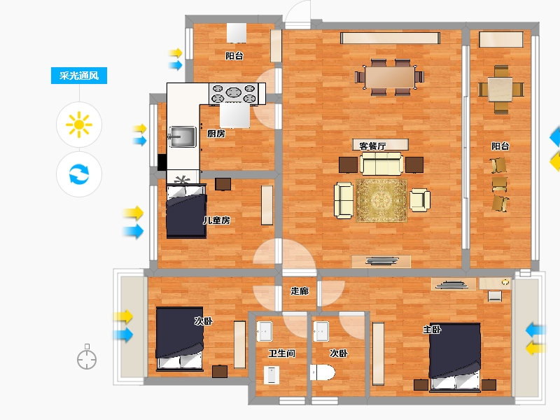 贵州省-安顺市-紫云东紫门-115.78-户型库-采光通风