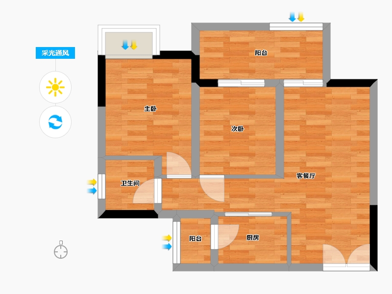 重庆-重庆市-裕安佳园-50.57-户型库-采光通风