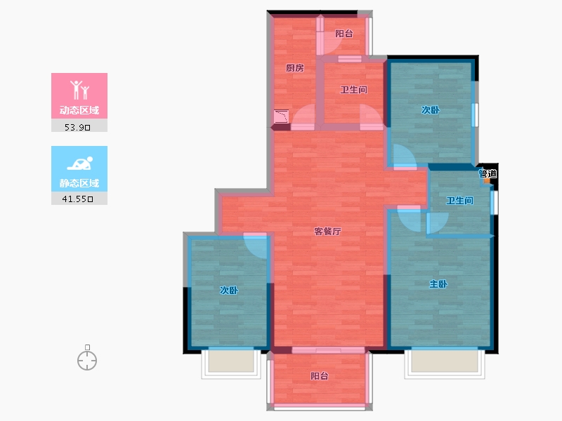 四川省-成都市-翡翠积家-84.04-户型库-动静分区