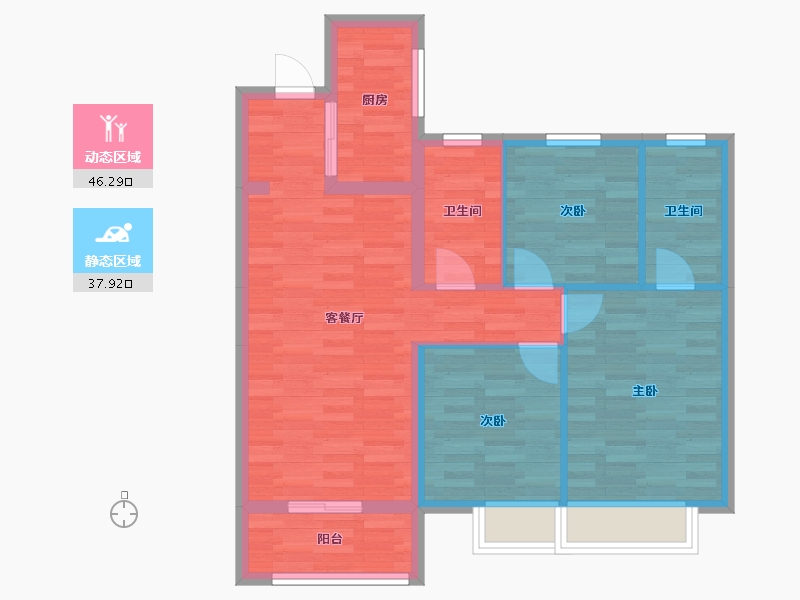 湖北省-武汉市-金地中法千百汇-75.16-户型库-动静分区