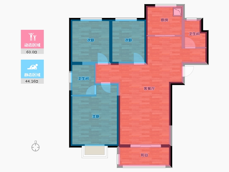 河南省-新乡市-诚诚三英里-92.58-户型库-动静分区