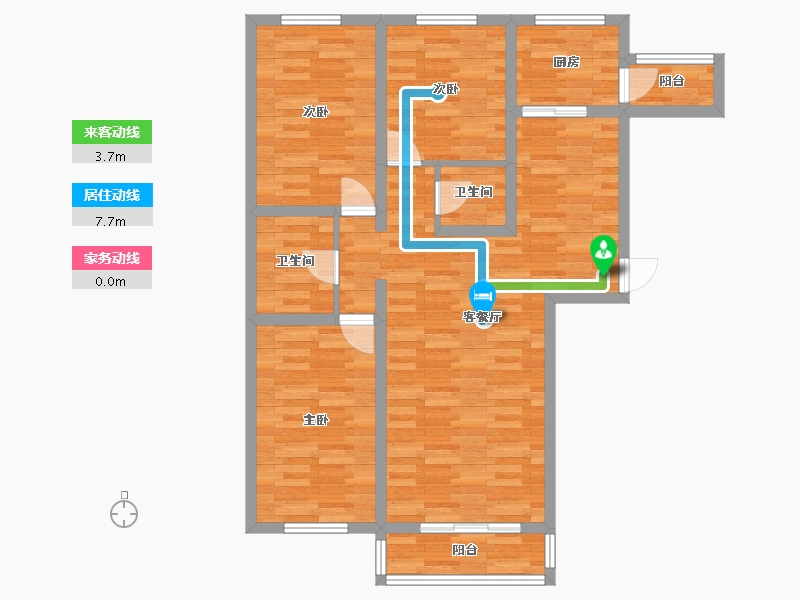 内蒙古自治区-呼和浩特市-蔚蓝家园-87.47-户型库-动静线