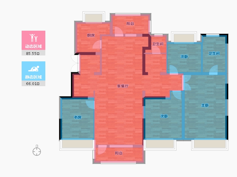 辽宁省-沈阳市-中粮・隆玺世家-135.92-户型库-动静分区