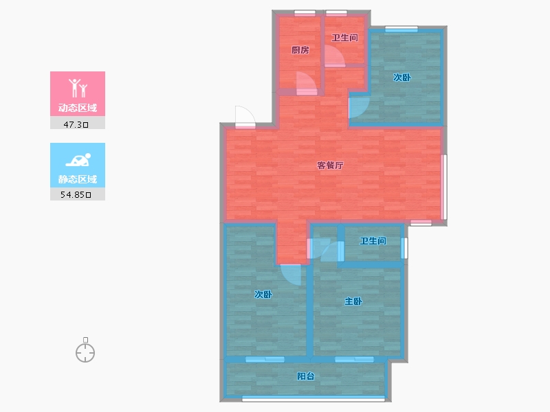 山东省-泰安市-御驾新苑三期-90.62-户型库-动静分区