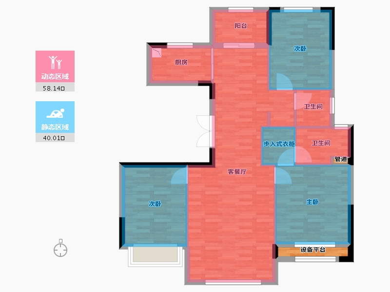 黑龙江省-牡丹江市-观澜国际-90.62-户型库-动静分区