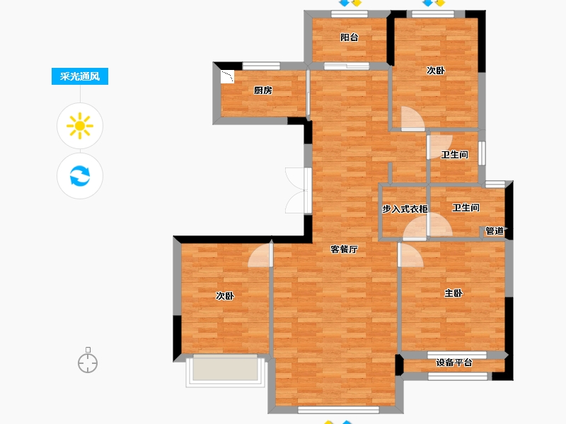 黑龙江省-牡丹江市-观澜国际-90.62-户型库-采光通风