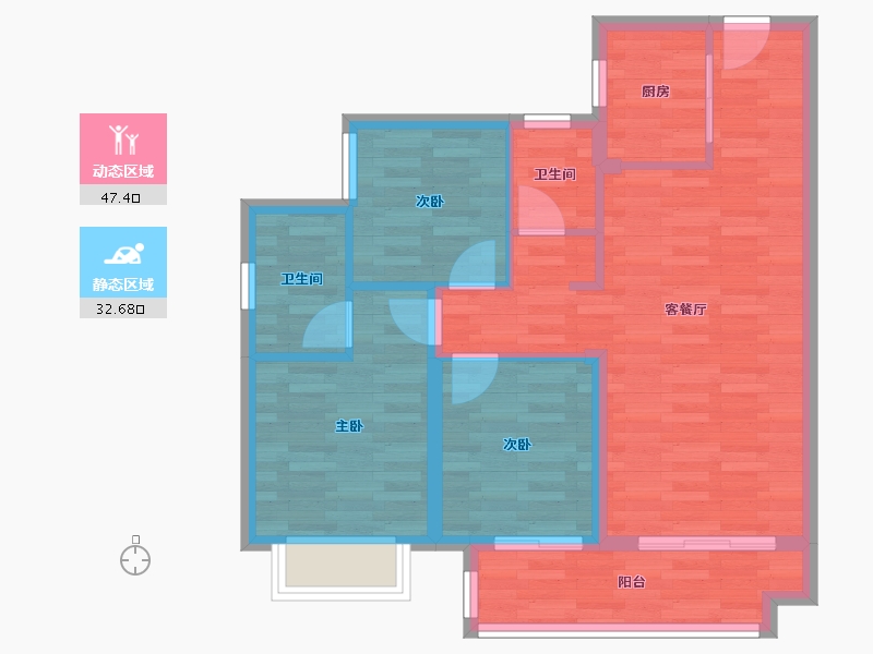 广东省-东莞市-石排江山墅-71.56-户型库-动静分区