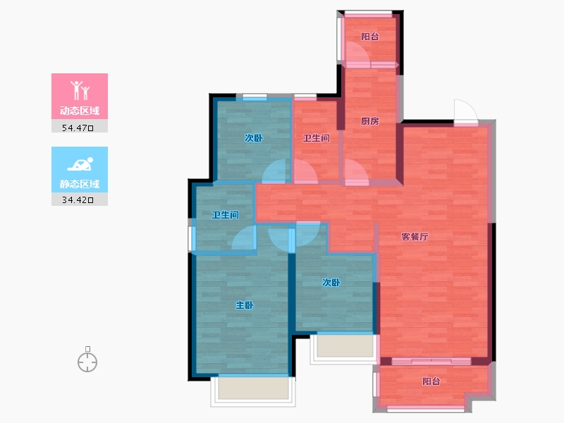 辽宁省-沈阳市-恒大盛京印象-79.02-户型库-动静分区