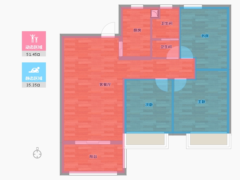 江苏省-镇江市-朗诗万都玲珑樾-78.00-户型库-动静分区