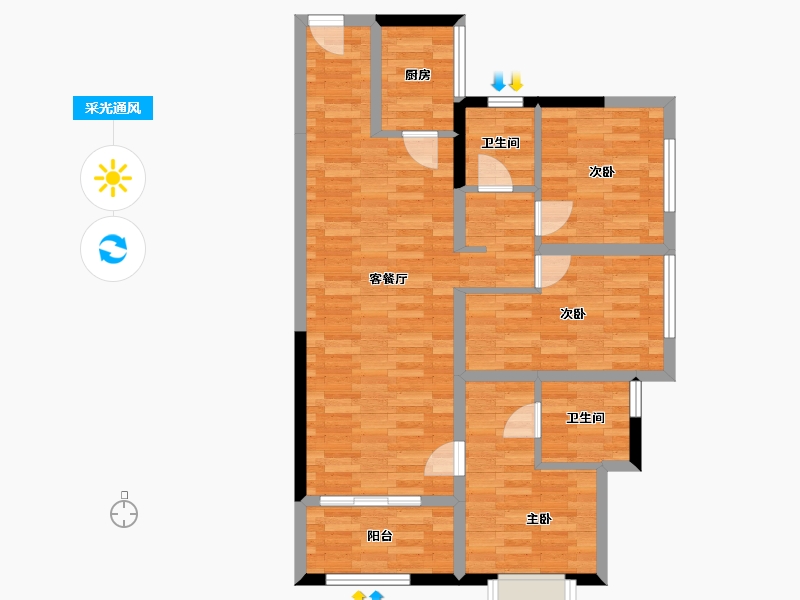 福建省-泉州市-龙湖嘉天下-80.41-户型库-采光通风