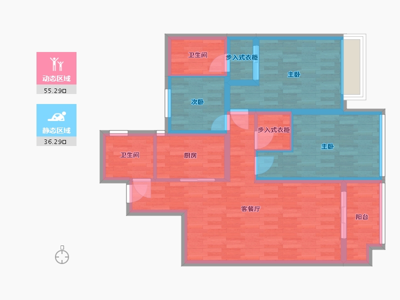 浙江省-宁波市-祥生君麟府-80.78-户型库-动静分区