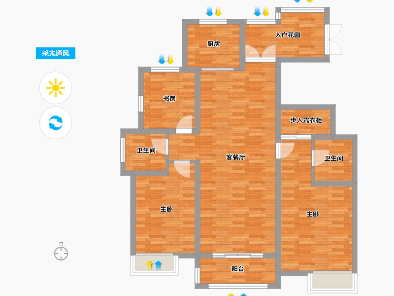 浙江省-台州市-东方华府-104.10-户型库-采光通风