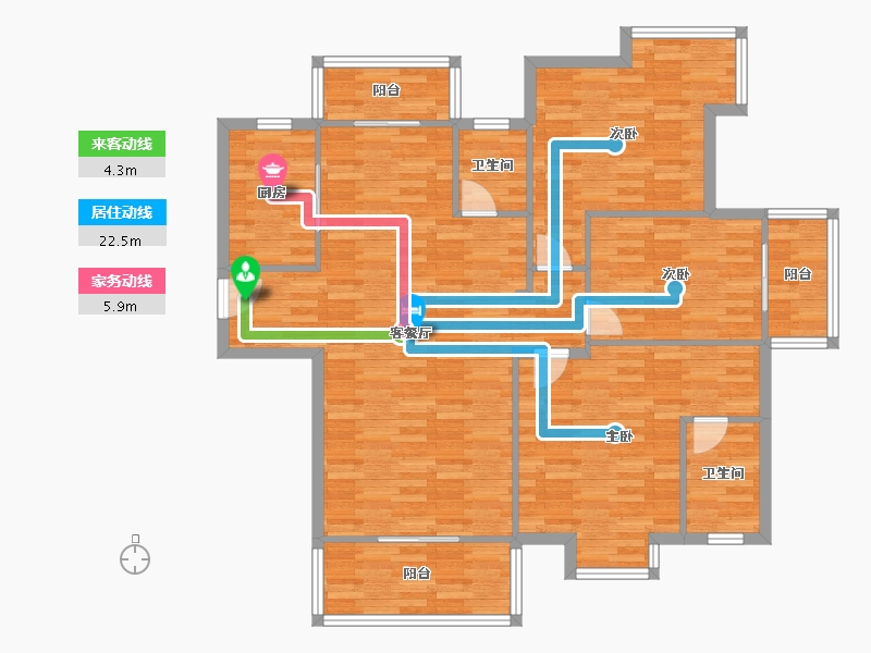 湖北省-武汉市-百步龙庭-116.50-户型库-动静线