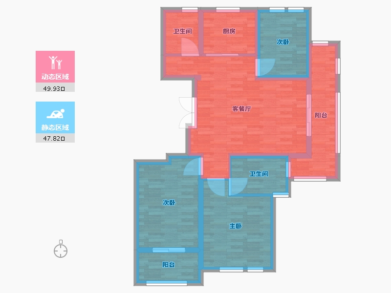 安徽省-芜湖市-兆通大观花园-86.16-户型库-动静分区