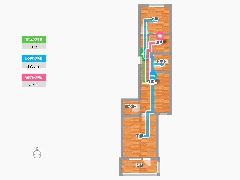 北京-北京市-松榆西里-54.69-户型库-动静线