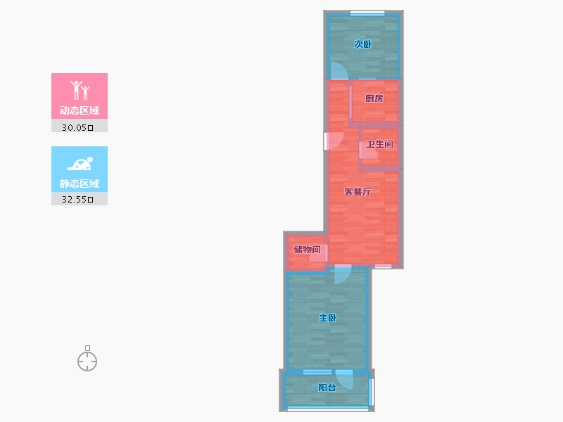 北京-北京市-松榆西里-54.69-户型库-动静分区