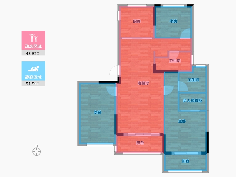 浙江省-绍兴市-永利天桥府-89.69-户型库-动静分区