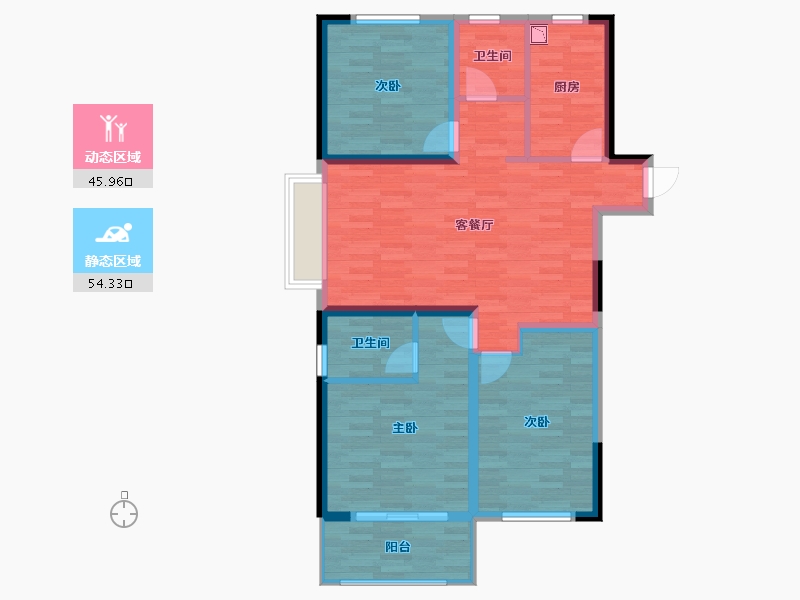 山东省-菏泽市-东大佳苑-89.86-户型库-动静分区