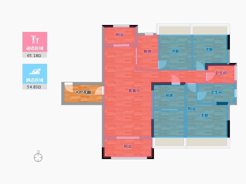 湖南省-衡阳市-胜和衡云府-113.43-户型库-动静分区