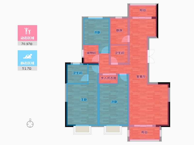 甘肃省-兰州市-瑞玲翠苑-108.80-户型库-动静分区