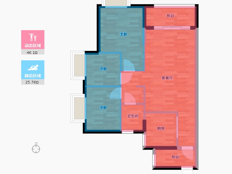 广东省-广州市-时代天韵-64.17-户型库-动静分区