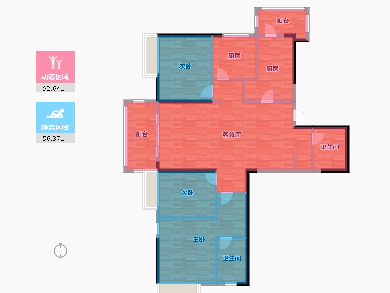 黑龙江省-哈尔滨市-恒大御府-135.27-户型库-动静分区