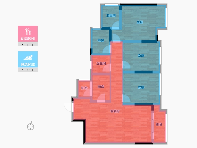 重庆-重庆市-远洋九公子-88.73-户型库-动静分区