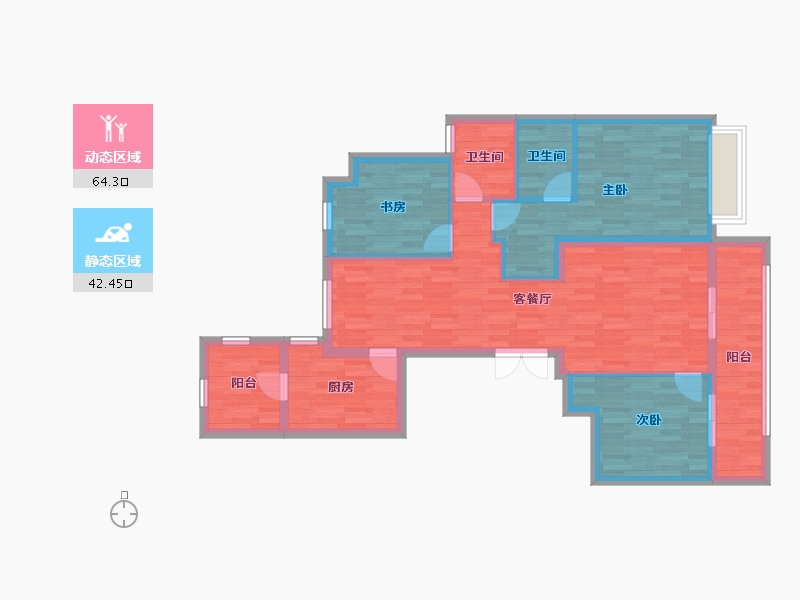 浙江省-台州市-黄岩绿城宁江明月望峰苑-95.33-户型库-动静分区