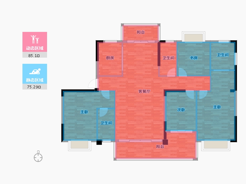 湖南省-常德市-德成水岸-147.06-户型库-动静分区