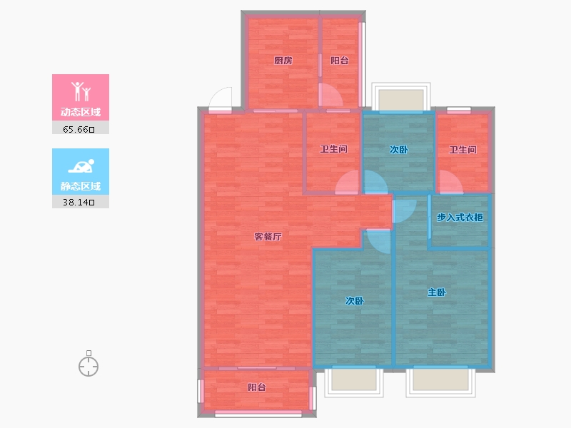 云南省-昆明市-恒大玖珑湾-94.80-户型库-动静分区