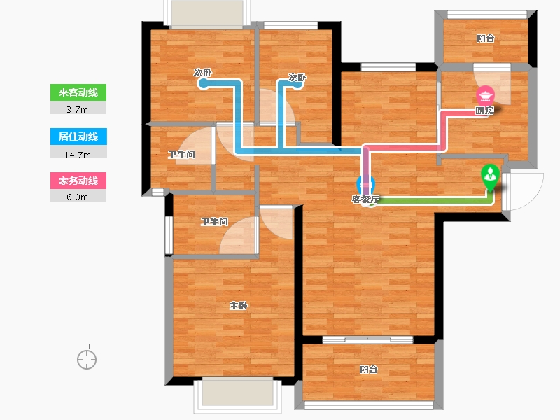 福建省-龙岩市-恒大绿洲-90.62-户型库-动静线