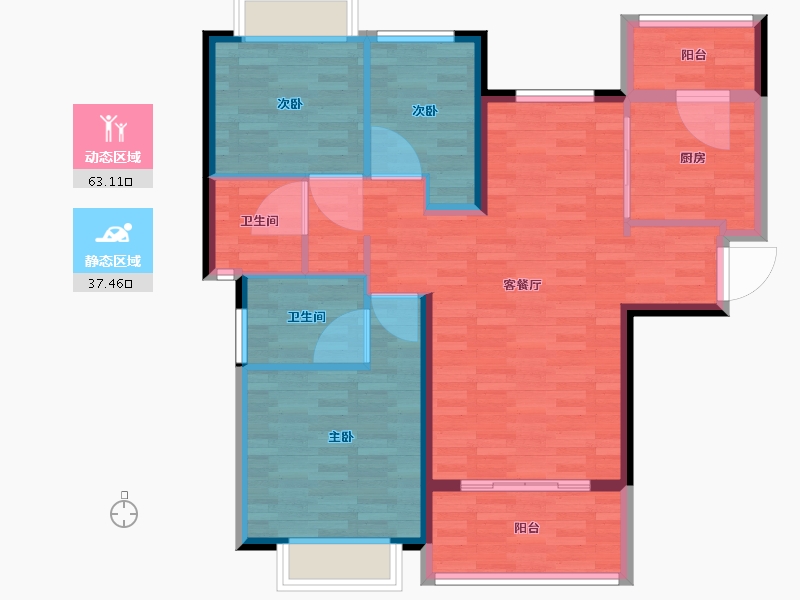 福建省-龙岩市-恒大绿洲-90.62-户型库-动静分区