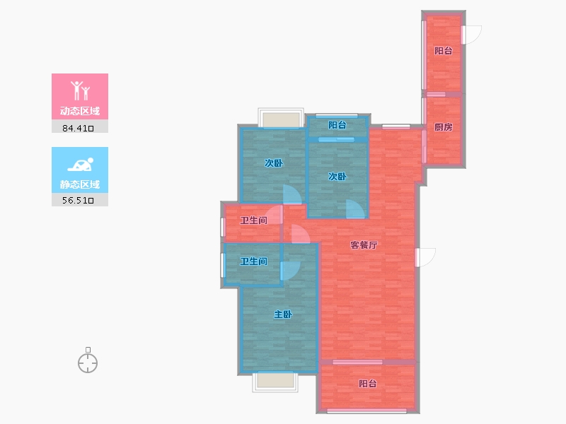 福建省-莆田市-中特阳光棕榈城-128.59-户型库-动静分区