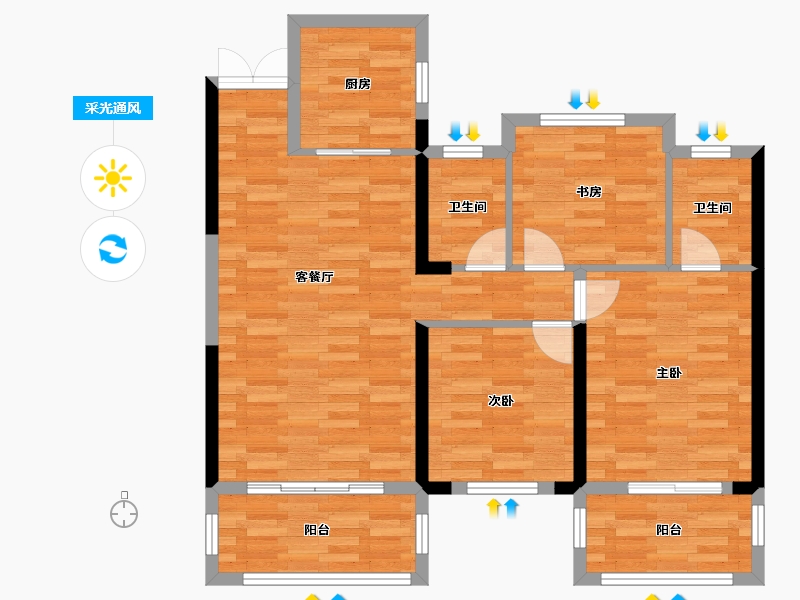 湖南省-益阳市-德大-87.15-户型库-采光通风