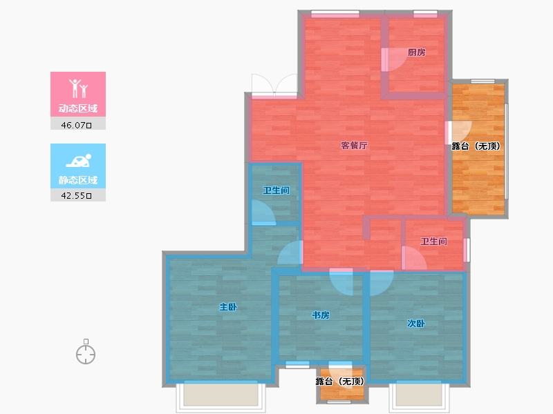 浙江省-台州市-荷花景苑-88.68-户型库-动静分区