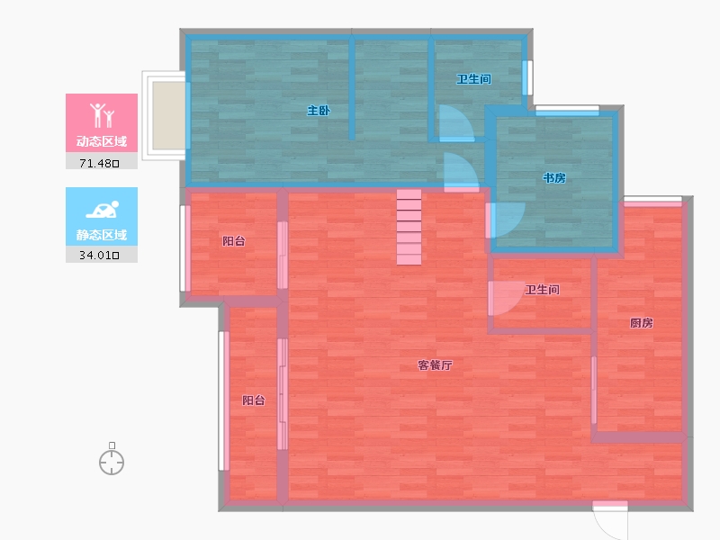 重庆-重庆市-江屿朗廷-93.63-户型库-动静分区