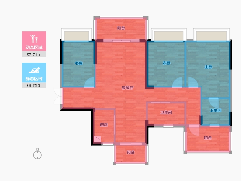 广西壮族自治区-南宁市-邕熙华府-94.75-户型库-动静分区