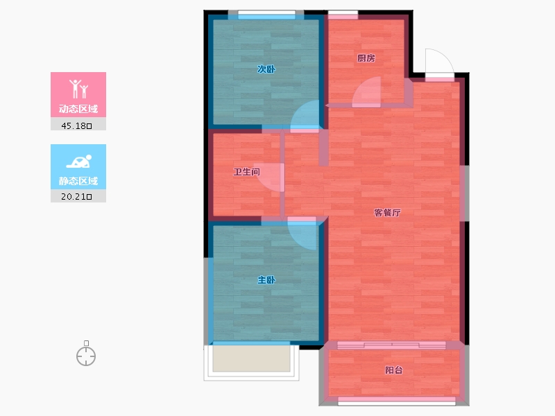 吉林省-长春市-理想城市-57.36-户型库-动静分区