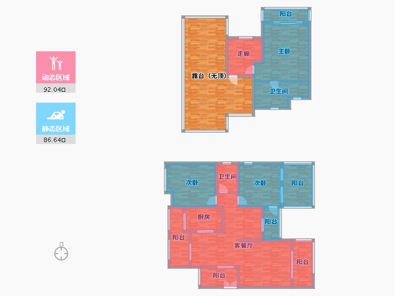 四川省-南充市-宏凌山水城-200.43-户型库-动静分区