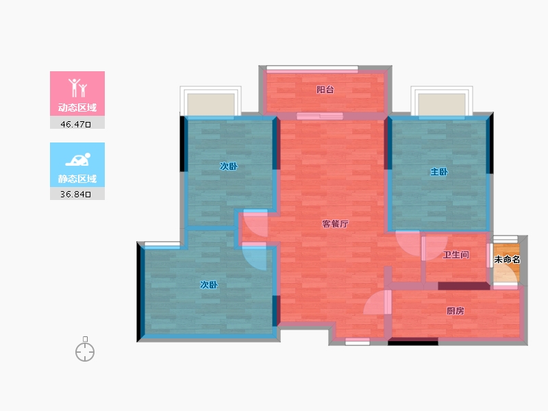 四川省-内江市-世茂璀璨悦府-74.43-户型库-动静分区