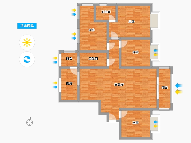 河南省-新乡市-兴建雅苑-106.38-户型库-采光通风