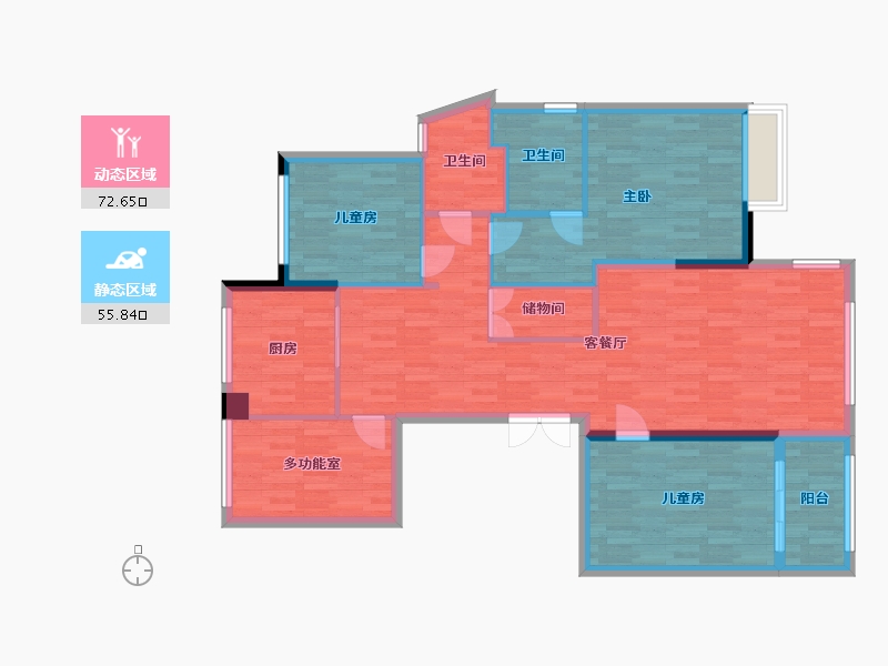 浙江省-温州市-合湖花园-115.50-户型库-动静分区