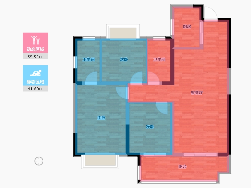 安徽省-阜阳市-融创城-85.98-户型库-动静分区