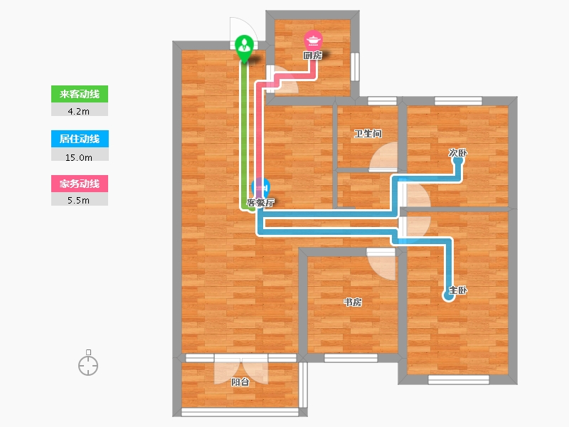 河北省-张家口市-锦汇度假苑-74.55-户型库-动静线