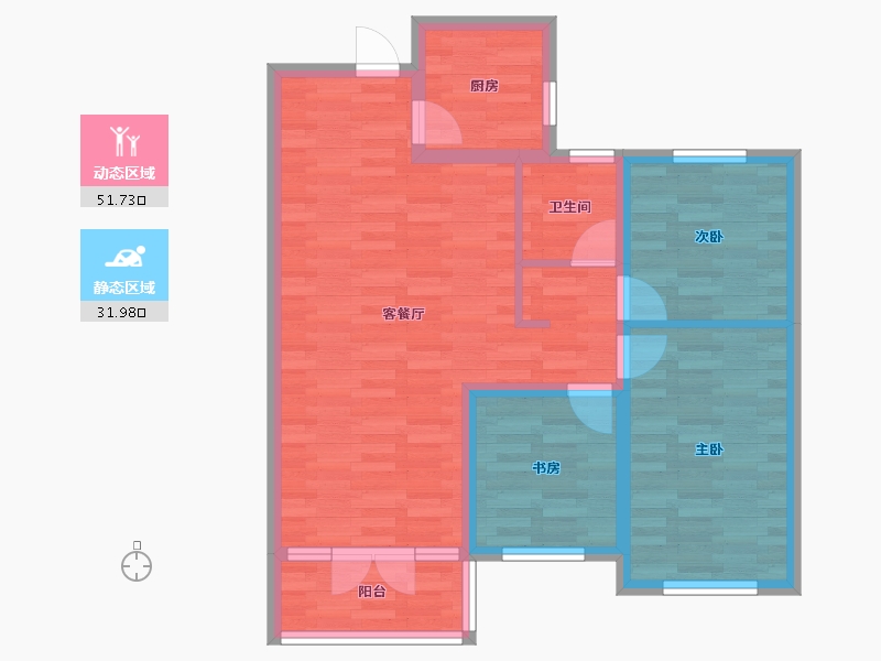 河北省-张家口市-锦汇度假苑-74.55-户型库-动静分区