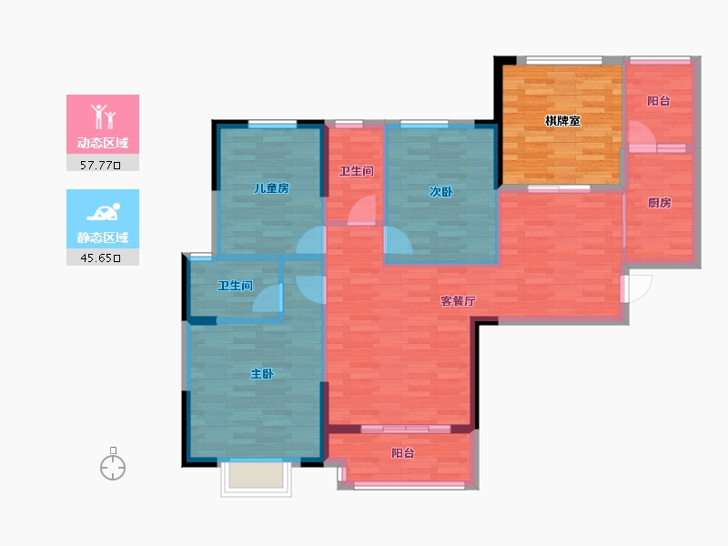 湖北省-孝感市-星河天街-104.78-户型库-动静分区