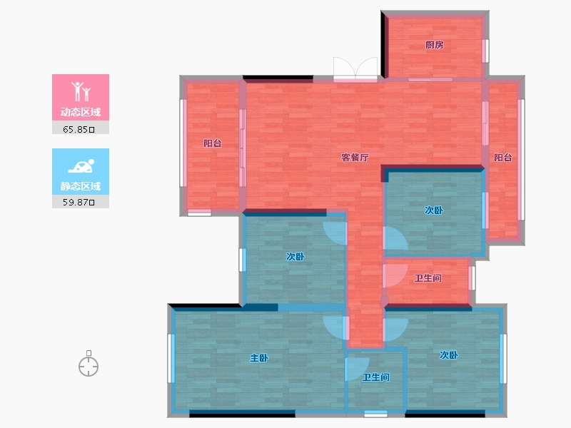 湖南省-益阳市-德大·揽胜-112.89-户型库-动静分区