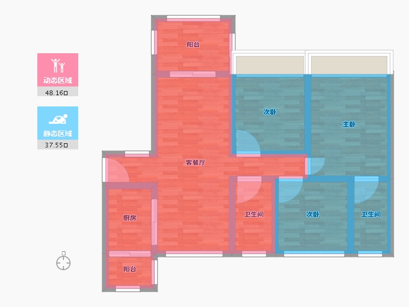 广东省-中山市-新力钰龙湾-75.00-户型库-动静分区